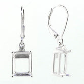 14K White Gold Semi Mount Earrings Setting Emerald OCT 10X8mm - Syzjewelry